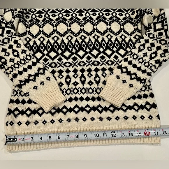 Christmas Snowflake Sweater Warm Holidays Fitted Small Cream Black - Picture 4 of 10